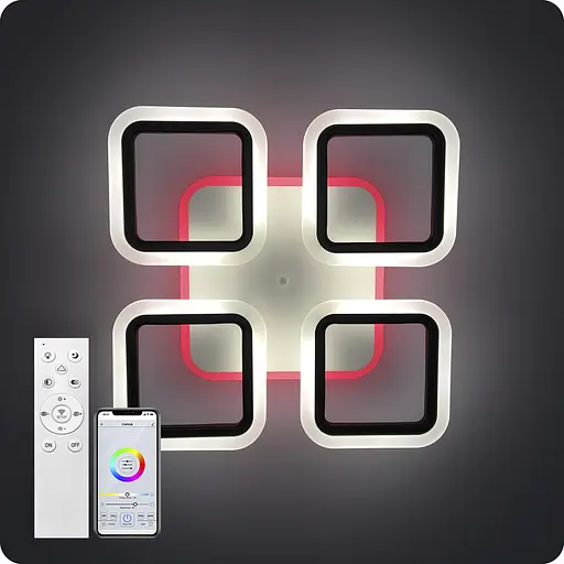 Люстра светодиодная 517 Light 3color с пультом 72Вт Черный (01372) - фото 8