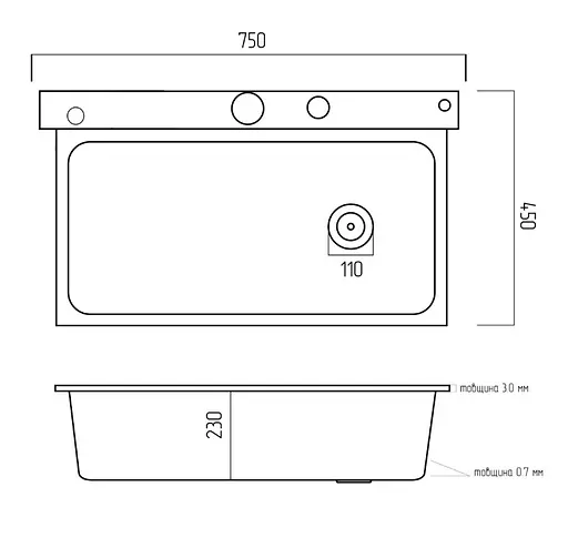 Кухонна мийка Platinum HANDMADE 75*45A (SP000039689) - фото 11