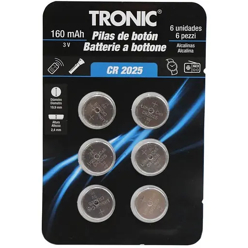Батарейка таблетка 6шт CR 2025 TRONIC металик K10-110746
