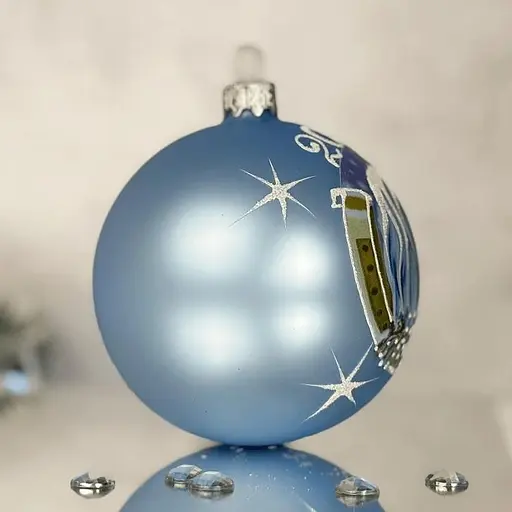 Ялинкова прикраса Санта Шоп Символ 2026 Сніжний кінь блакитний скло (4820001234060) - фото 3