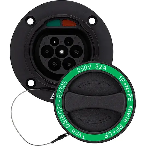 Розетка HiSmart для електромобіля Type 2 Mennekes (Male), 32A, 3-фазна