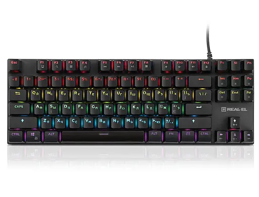 Клавиатура игровая механическая REAL-EL M5 USB RGB Black - фото 1