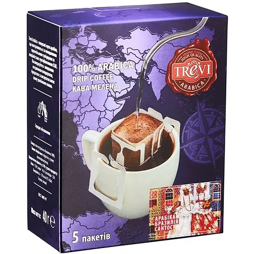 Дрип-кофе Trevi Арабика Бразилия Сантос, 40 г (5x8 г) - фото 1