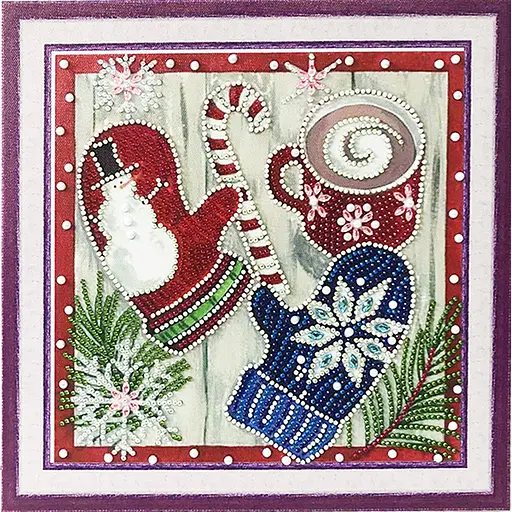 Алмазна вишивка мозаїка стразами на підрамнику, зі спец. стразами на підрамнику, 30*30 див. Теплі радості. - фото 1