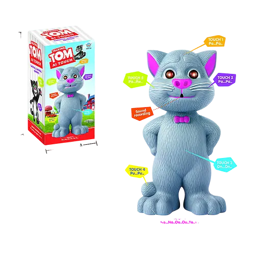 Интерактивный кот-герой, на батарейках, подсветка, звук, реагирует на прикосновение, запись и воспроизведение голоса