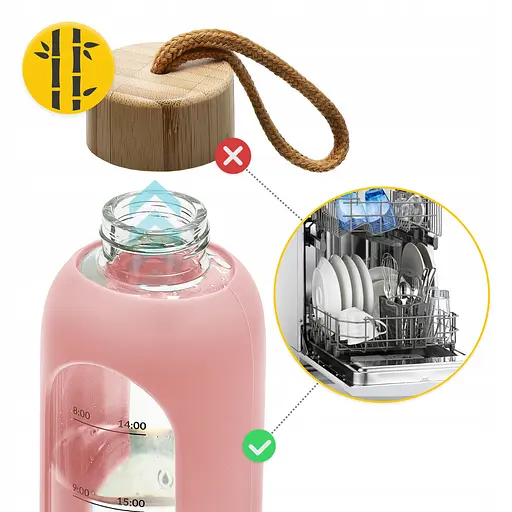 Пляшка для води 4FIZJO спортивна 1000 мл скляна Pink (P-5905973403887) - фото 2