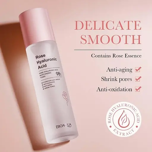 Зволожуючий тонер для обличчя Bioaqua Rose Hyaluronic Acid Moisturizing Toner з екстрактом троянди 100 мл - фото 3