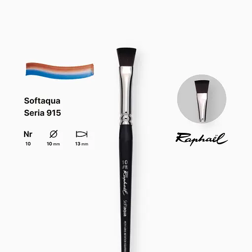 Кисть синтетика плоская Raphael Softaqua, №10, профессиональная, короткая ручка - фото 2