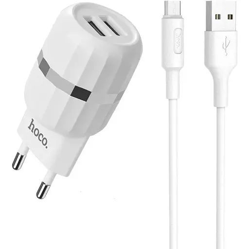 Мережевий адаптер блок Hoco C41A Wisdom у комплекті Micro-usb кабель - фото 1