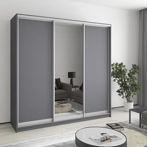 Шафа-купе тридверна MebelStar Стандарт AL 2ДСП/Дзеркало 210x60x210 см Антрацит (MBS-2911)