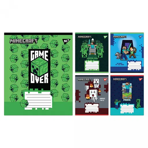 Зошити учнівські 24 аркуша клітинка Yes Minecraft Walls, 20 шт. в упаковці