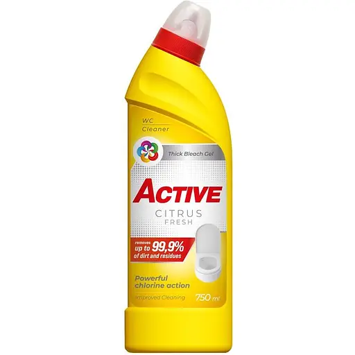 Засіб для чищення унітазу з хлором Active Citrus Fresh 0.75 л