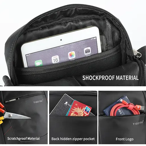 Сумка через плечо Tigernu T-L5108 5л с отсеком для планшета 9.6'' Black (17067) - фото 4