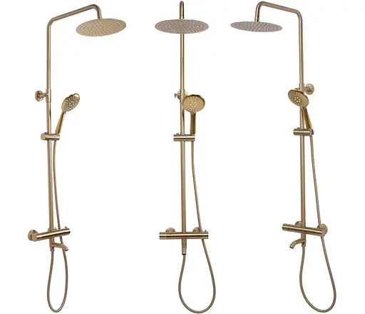 Душевая система Rea Lungo с термостатом и изливом brushed gold REA-P6604, Золотой - фото 7