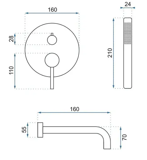 Смеситель для ванны Rea Lungo + Box скрытого монтажа brushed gold REA-B7503 Золотой - фото 6