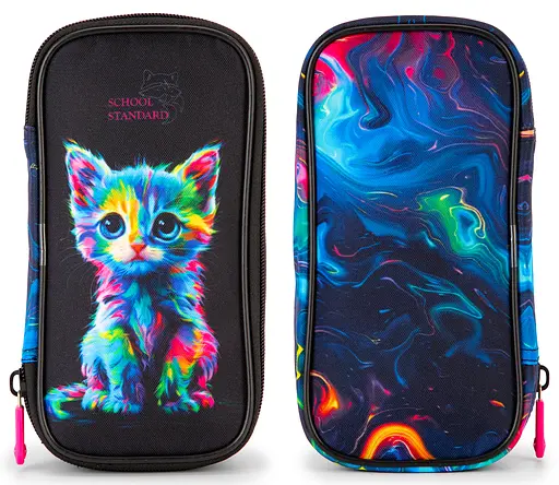 Пенал шкільний для дівчинки з Котиком м'який School Standard (PSS-144)