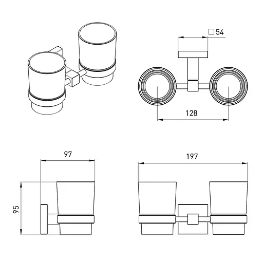 Склянка подвійна Volle Cuadro cromo 2536.210101 - фото 2