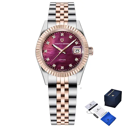 Наручний годинник жіночий PD-1794L Silver-Rose Gold-Red Pagani Design acs0031230 - фото 1