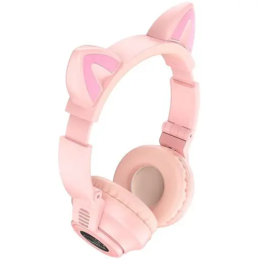 Бездротові накладні навушники Borofone BO18 Cat ear рожеві