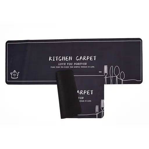 Набір килимків для кухні Yiwu HP-42-14B 116х38 см / 57х38 см 2 шт. чорний  - фото 3