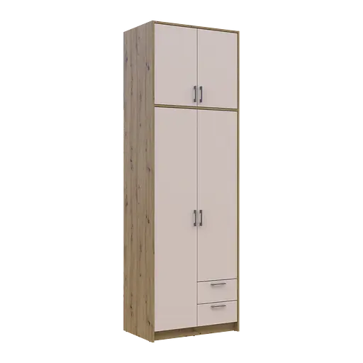 Шафа для одягу Doros Ронді з високою антресолею Дуб Артізан/Кашемір 2 ДСП 82х52х260 (42005192) - фото 6