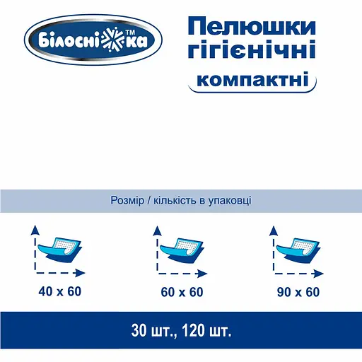 Уцінка.  Одноразові пелюшки гігієнічні Білосніжка Компактні 60х40 см 120 шт. - фото 10