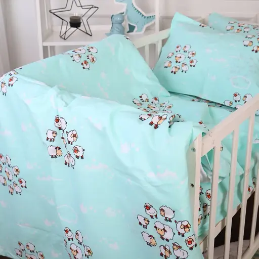 Комплект постільної білизни MirSon Бязь 20-0030 Lambs 143x210 см блакитний (2200010267396) - фото 2