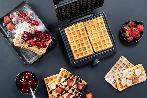 Вафельница Bestron для бельгийских вафель, Брюссельская вафельница для двух толстых вафель, с антипригарным покрытием и ручкой - фото 4