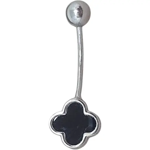 Срібна сережка для пірсингу пупка Ірій з оніксом. 6026