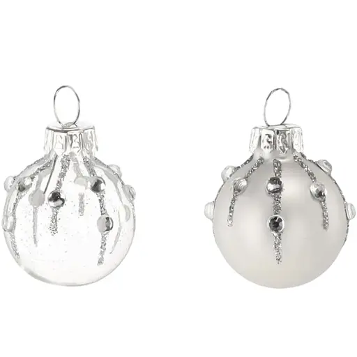 Комплект елочных шариков Chomik стеклянно-зеркальные серебряно-прозрачные 12 шт. (BOZ4341) - фото 2