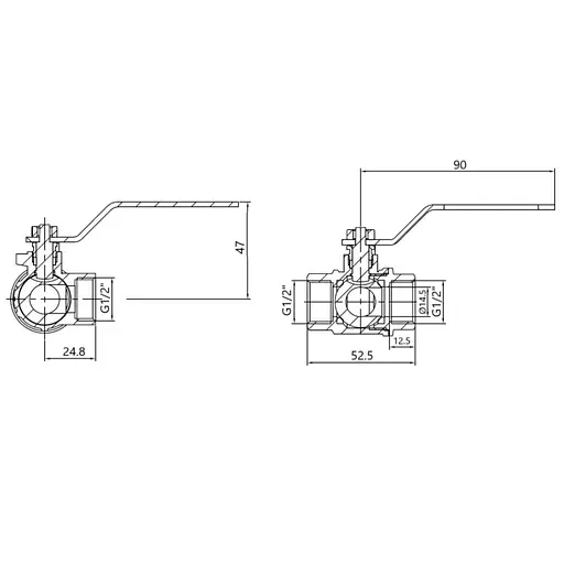 Кран кульовий Thermo Alliance Standart 1/2" ВВВ прямий, триходовий, PN40, важіль SD310W15 - фото 3
