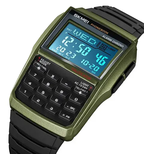 Мужские наручные часы с калькулятором Skmei 2255 (Зеленые) - фото 4