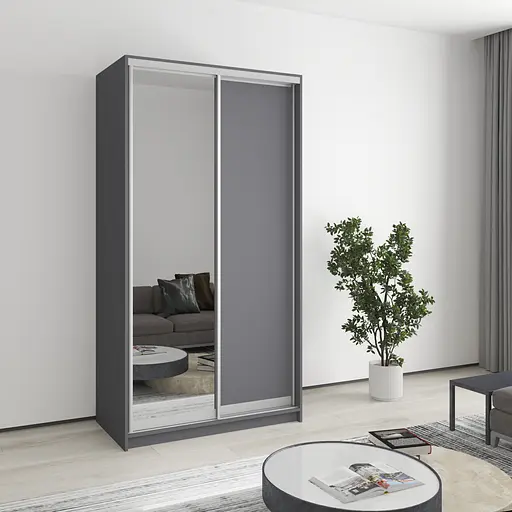 Шафа-купе дводверна MebelStar Стандарт AL ДСП/Дзеркало 110x60x210 см Антрацит (MBS-2415)