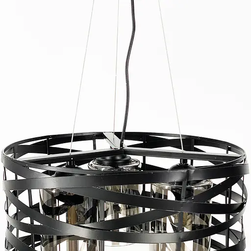 Люстра Лофт у чорному корпусі плетений овал Line.F Колір плафона Янтарний - фото 4