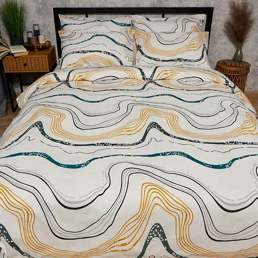 Комплект постельного белья Moon&Star Бязь Gold Люкс Natural Waves King Size 220x240 наволочки 4х50х70 - фото 2