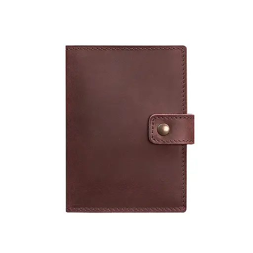 Кожаная обложка для паспорта 5.0 (с окошком) бордовая Crazy Horse - фото 7