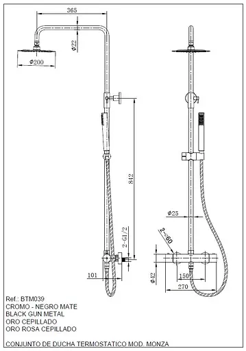 Душова система з термостатом Imex Monza Turn Clean чорний матовий BTM039/NG, Чорний матовий - фото 5