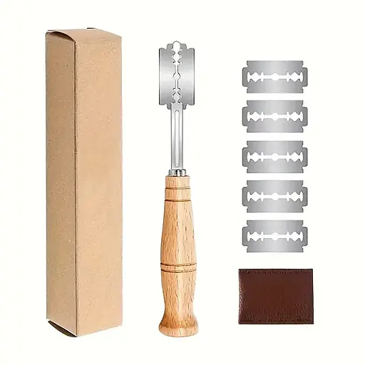 Хлеборез пекарский нож изогнутое пекарское лезвие для разрезов на тесте с 5 сменными лезвиями, Kitchen Master 87631 - фото 3