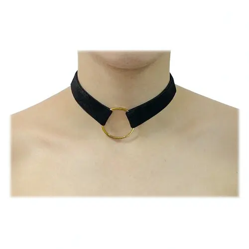 Чокер оксамитовий з металевим кругом - фото 1