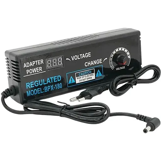 Імпульсний адаптер живлення Voltronic з регулюванням напруги 3В-24В 5А штекер 5.5/2.5 довжина, LED, Black