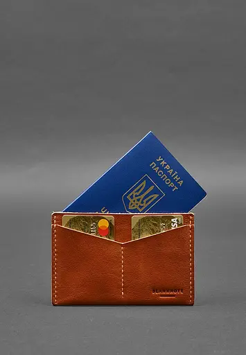 Кожаная обложка-органайзер для документов 6.2 светло-коричневый краст - фото 4