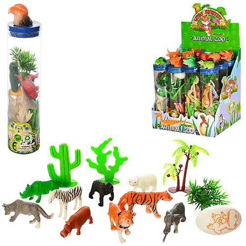Набор Животные, 10 шт., в колбе, 23 см, животные от 3 см, аксессуары, 004 (в ассортименте)