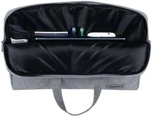 Сумка для документов текстильная А4 1 отдел светло-серая (1632-01-A) - фото 4