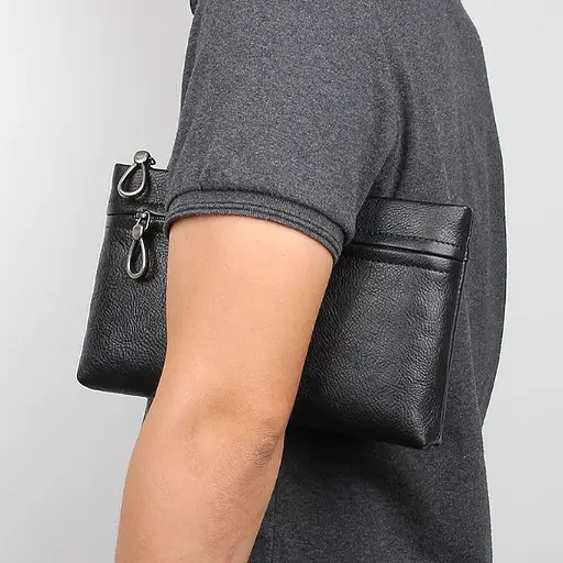 Кожаный клатч для мужчин черный John McDee 24х5х14.5 см sum0028465 - фото 6