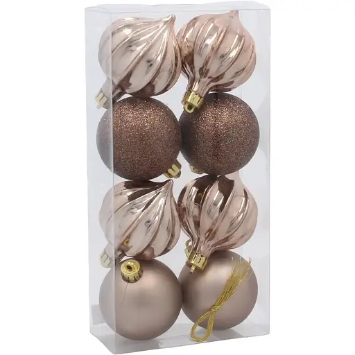 Комплект елочных шариков Chomik пластиковые 6 см шампань 8 шт. (GIF3979)