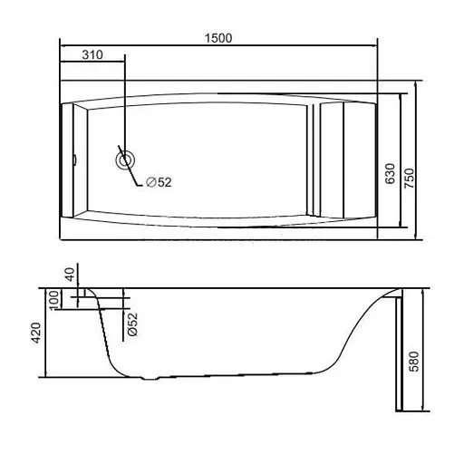 Ванна акриловая Cersant Vrgo 150x75 S301-048 + ножки - фото 7