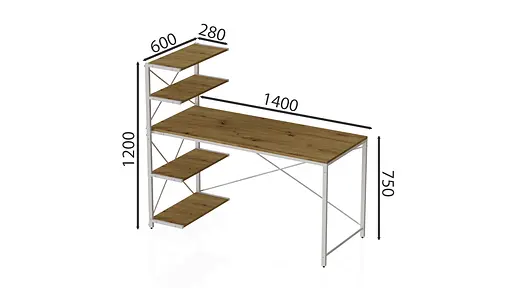 Компьютерный стол Ferrum-decor Джек 75x140x70 Белый ДСП Артизан (FRD-105410) - фото 2