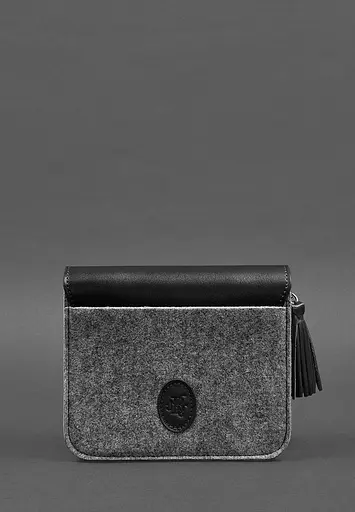 Фетрова жіноча бохо-сумка Лілу з шкіряними чорними вставками - фото 5