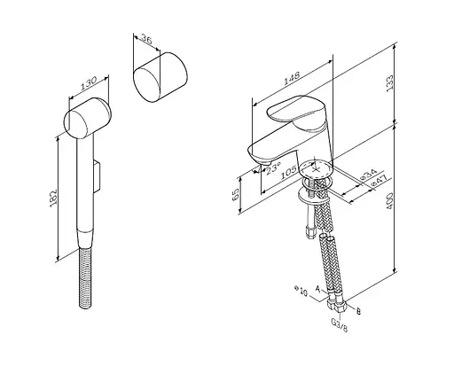 Змішувач для раковини із гігієнічним душем AM.PM Like (F8003000) - фото 9