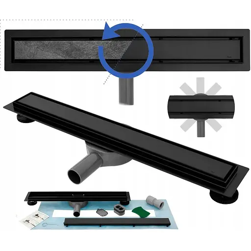 Душовий канал Rea Neo Pro black 2в1 чорний 70 см REA-G8906 - фото 1